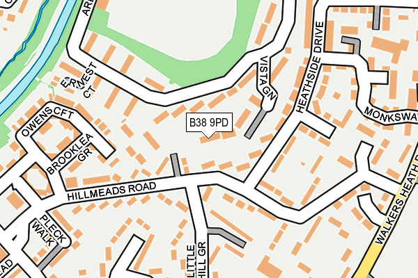 B38 9PD map - OS OpenMap – Local (Ordnance Survey)