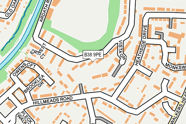 B38 9PE map - OS OpenMap – Local (Ordnance Survey)