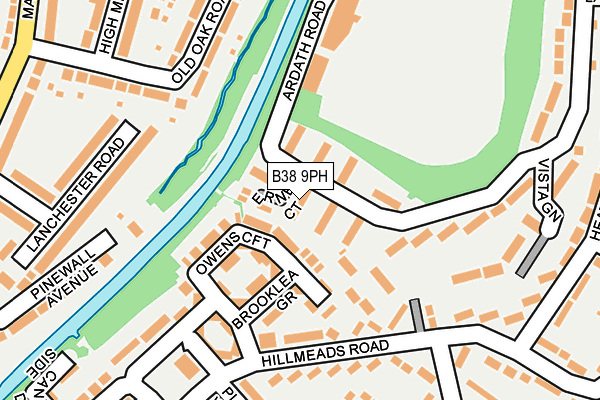 B38 9PH map - OS OpenMap – Local (Ordnance Survey)