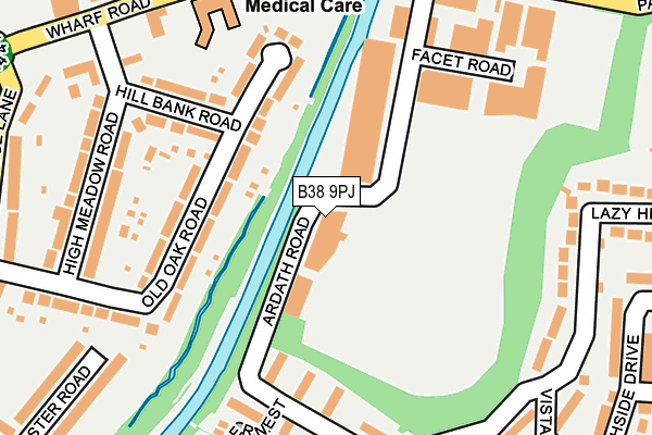 B38 9PJ map - OS OpenMap – Local (Ordnance Survey)