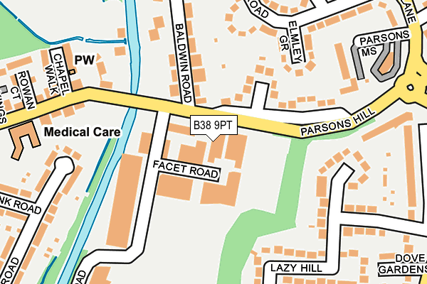 B38 9PT map - OS OpenMap – Local (Ordnance Survey)