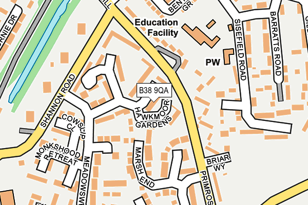 B38 9QA map - OS OpenMap – Local (Ordnance Survey)