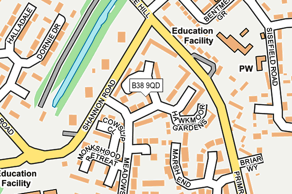 B38 9QD map - OS OpenMap – Local (Ordnance Survey)