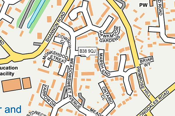 B38 9QJ map - OS OpenMap – Local (Ordnance Survey)