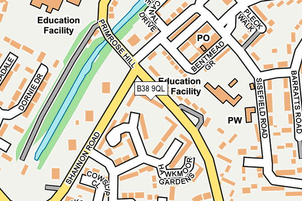 B38 9QL map - OS OpenMap – Local (Ordnance Survey)