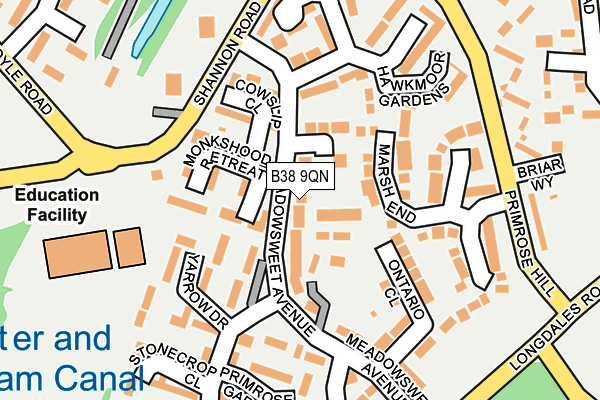 B38 9QN map - OS OpenMap – Local (Ordnance Survey)