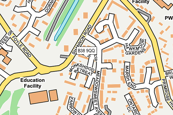 B38 9QQ map - OS OpenMap – Local (Ordnance Survey)