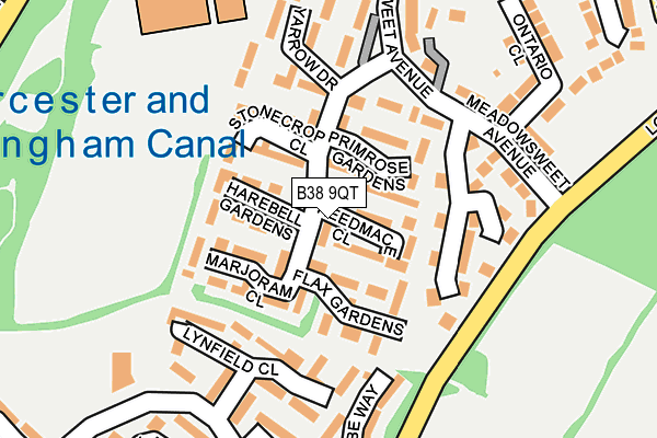 B38 9QT map - OS OpenMap – Local (Ordnance Survey)