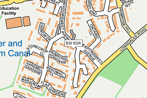 B38 9QW map - OS OpenMap – Local (Ordnance Survey)