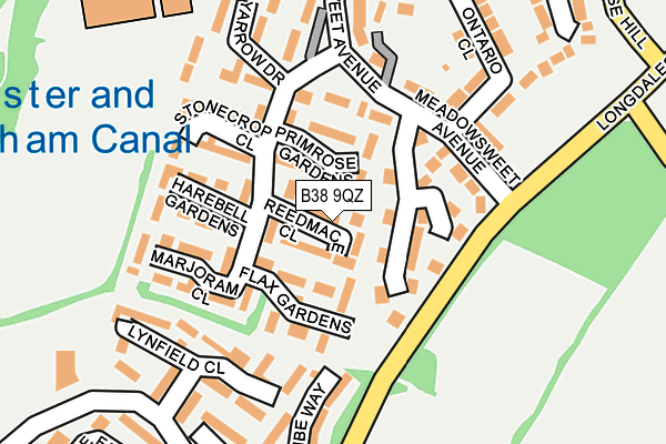 B38 9QZ map - OS OpenMap – Local (Ordnance Survey)