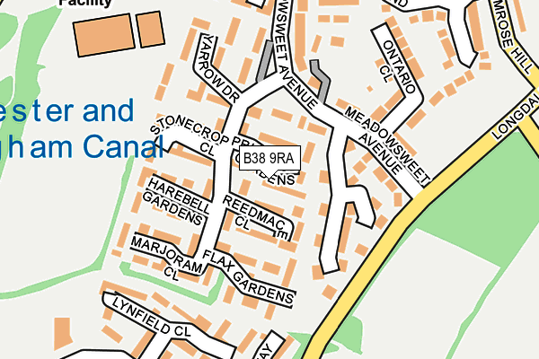 B38 9RA map - OS OpenMap – Local (Ordnance Survey)