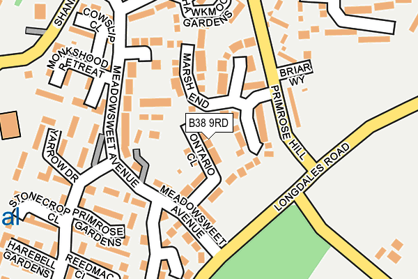 B38 9RD map - OS OpenMap – Local (Ordnance Survey)