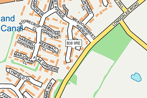 B38 9RE map - OS OpenMap – Local (Ordnance Survey)