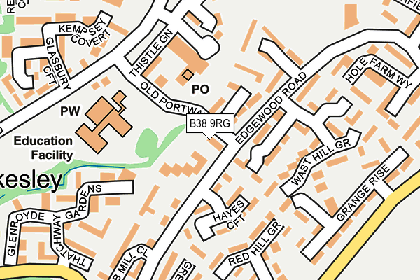 B38 9RG map - OS OpenMap – Local (Ordnance Survey)