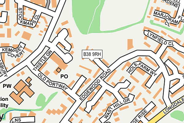 B38 9RH map - OS OpenMap – Local (Ordnance Survey)