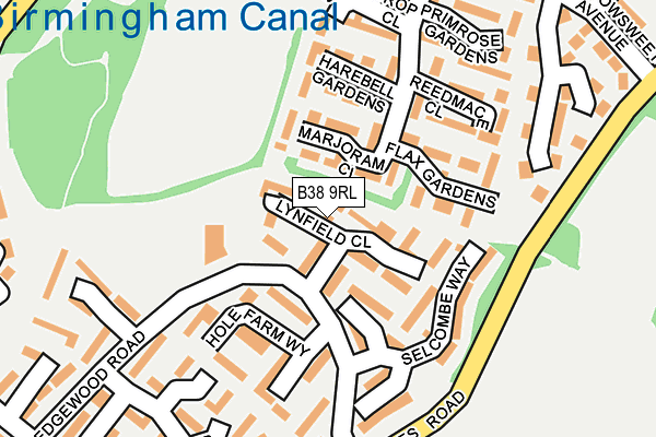 B38 9RL map - OS OpenMap – Local (Ordnance Survey)