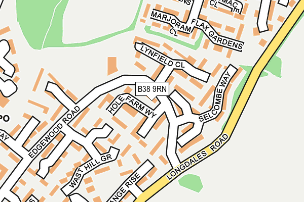 B38 9RN map - OS OpenMap – Local (Ordnance Survey)