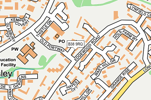 B38 9RQ map - OS OpenMap – Local (Ordnance Survey)