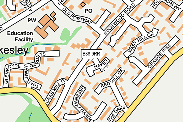 B38 9RR map - OS OpenMap – Local (Ordnance Survey)