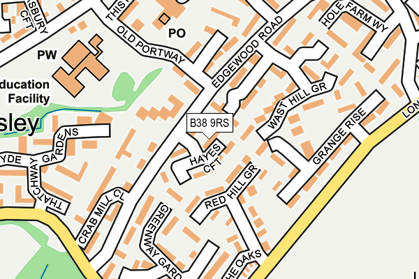 B38 9RS map - OS OpenMap – Local (Ordnance Survey)