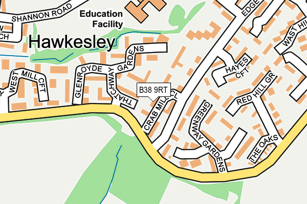 B38 9RT map - OS OpenMap – Local (Ordnance Survey)