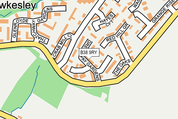 B38 9RY map - OS OpenMap – Local (Ordnance Survey)