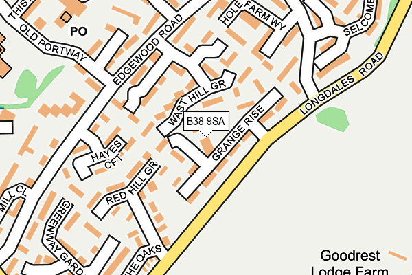 B38 9SA map - OS OpenMap – Local (Ordnance Survey)