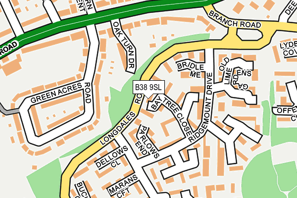 B38 9SL map - OS OpenMap – Local (Ordnance Survey)