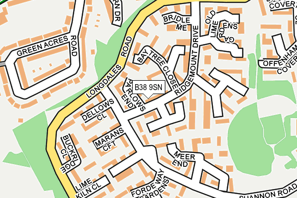 B38 9SN map - OS OpenMap – Local (Ordnance Survey)