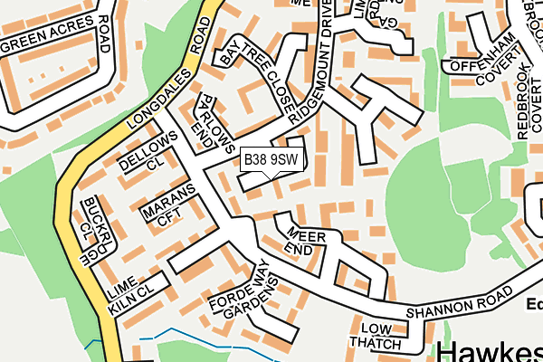 B38 9SW map - OS OpenMap – Local (Ordnance Survey)