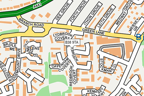 B38 9TA map - OS OpenMap – Local (Ordnance Survey)