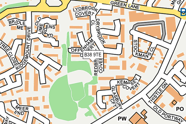 B38 9TE map - OS OpenMap – Local (Ordnance Survey)