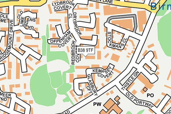 B38 9TF map - OS OpenMap – Local (Ordnance Survey)