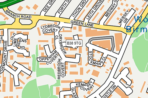 B38 9TG map - OS OpenMap – Local (Ordnance Survey)