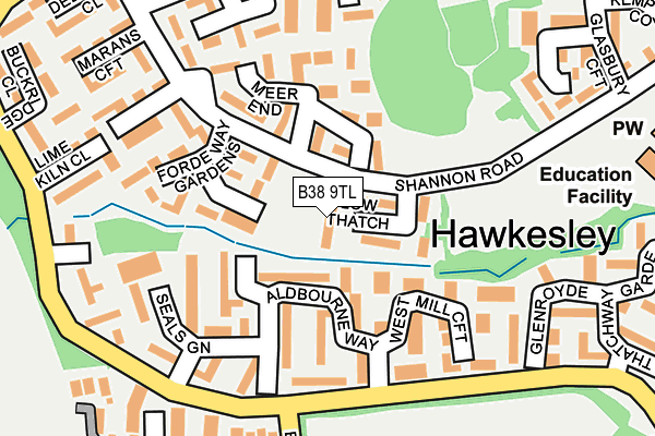 B38 9TL map - OS OpenMap – Local (Ordnance Survey)