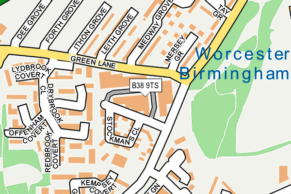 B38 9TS map - OS OpenMap – Local (Ordnance Survey)
