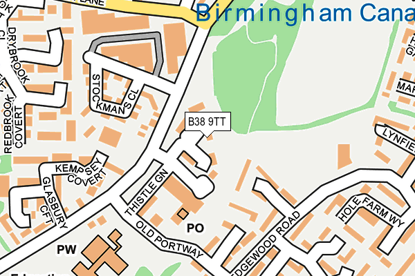 B38 9TT map - OS OpenMap – Local (Ordnance Survey)