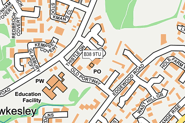 B38 9TU map - OS OpenMap – Local (Ordnance Survey)