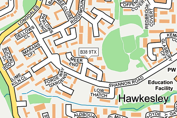 B38 9TX map - OS OpenMap – Local (Ordnance Survey)