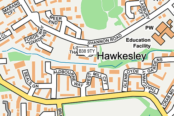 B38 9TY map - OS OpenMap – Local (Ordnance Survey)