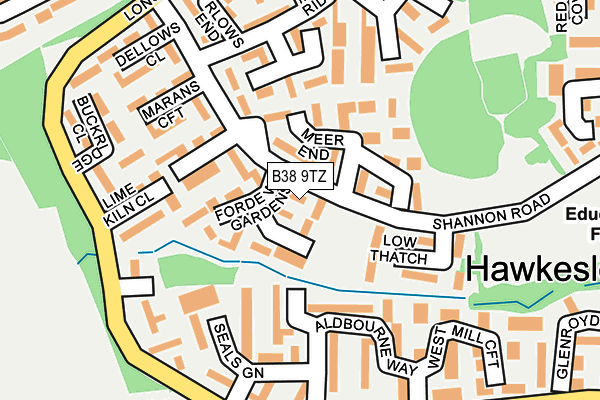 B38 9TZ map - OS OpenMap – Local (Ordnance Survey)