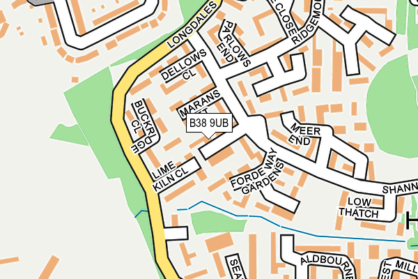 B38 9UB map - OS OpenMap – Local (Ordnance Survey)
