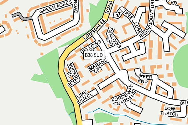 B38 9UD map - OS OpenMap – Local (Ordnance Survey)