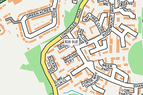 B38 9UE map - OS OpenMap – Local (Ordnance Survey)