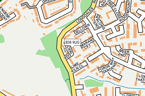 B38 9UG map - OS OpenMap – Local (Ordnance Survey)