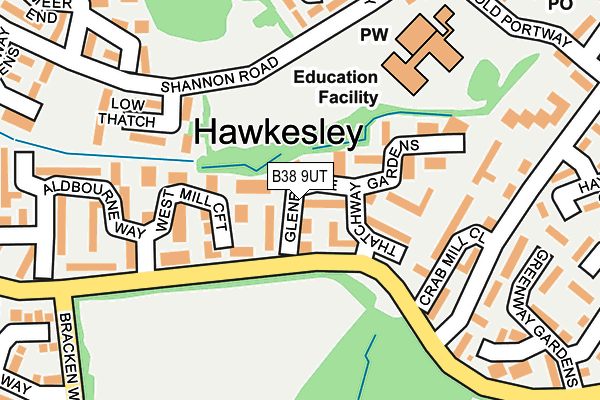 B38 9UT map - OS OpenMap – Local (Ordnance Survey)