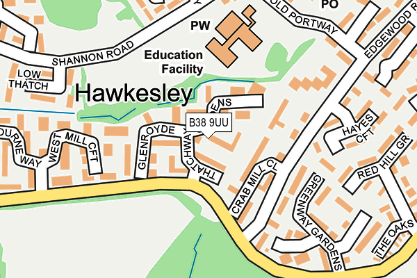 B38 9UU map - OS OpenMap – Local (Ordnance Survey)