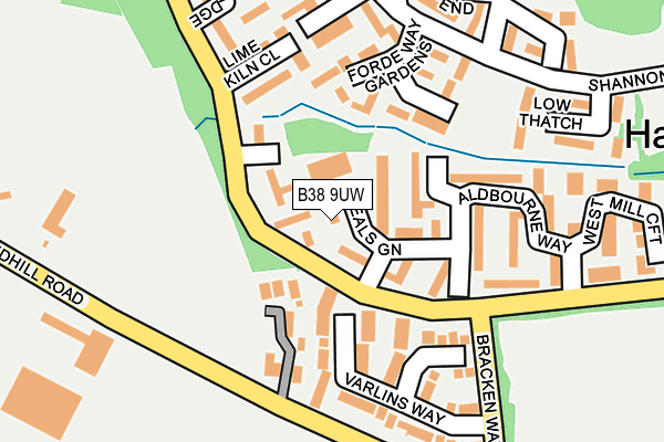 B38 9UW map - OS OpenMap – Local (Ordnance Survey)