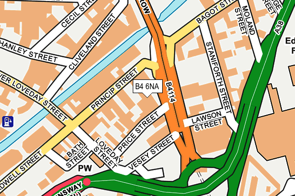 B4 6NA map - OS OpenMap – Local (Ordnance Survey)