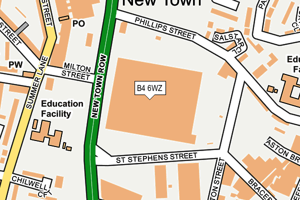 B4 6WZ map - OS OpenMap – Local (Ordnance Survey)